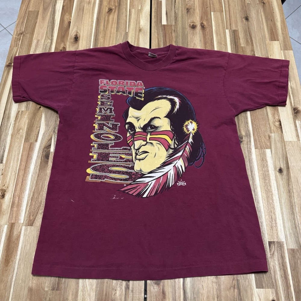 Vintage Florida State Seminoles Shirt Mens XL Maroon Chief Head Logo College 90s